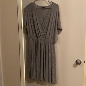 Torrid Grey Ribbed Short Sleeve V Neck Dress Sz 1X